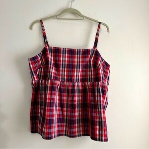J. Crew Factory • Plaid Tie-Back Strappy Tank Top